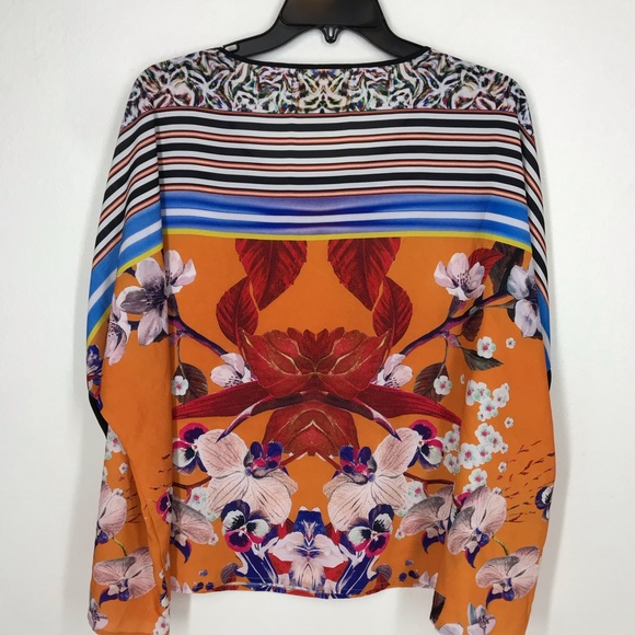 Clover Canyon orange floral blouse size small - Picture 5 of 7
